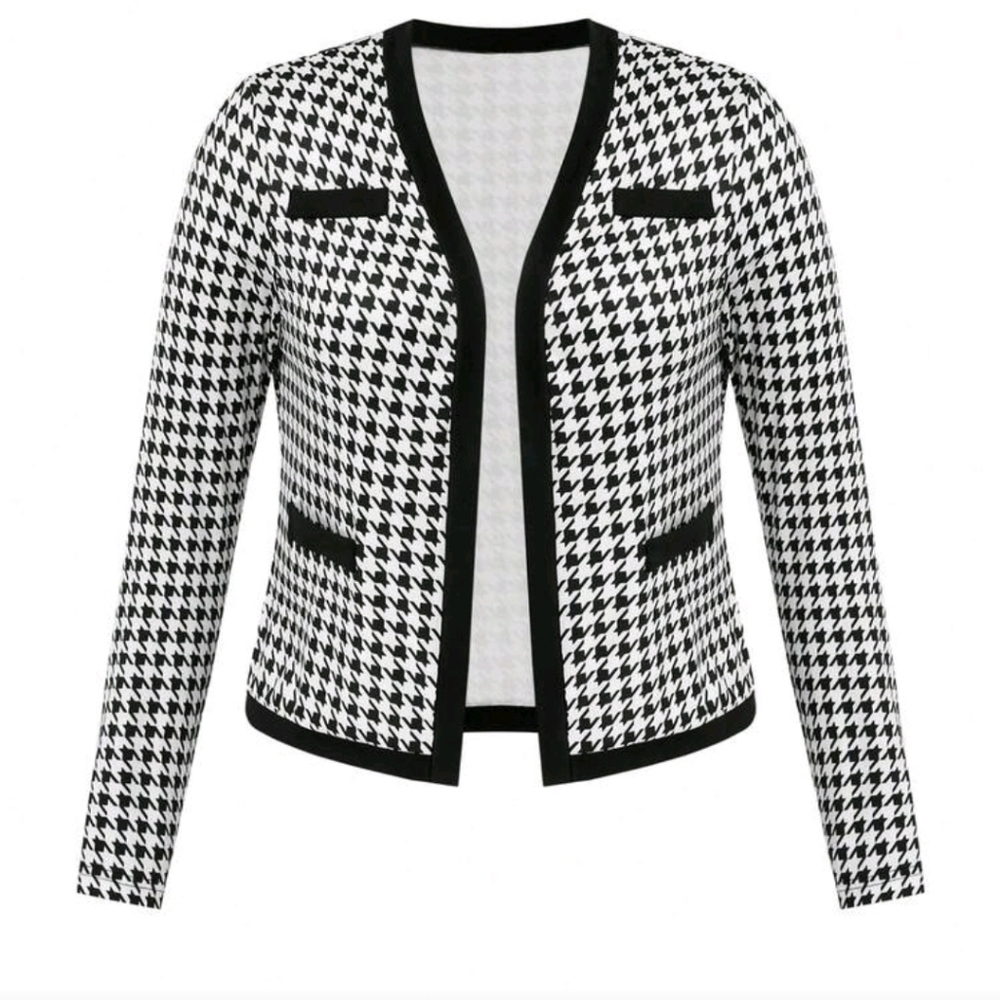 Black and White Houndstooth Dress and Jacket Set - Picture 3 of 8